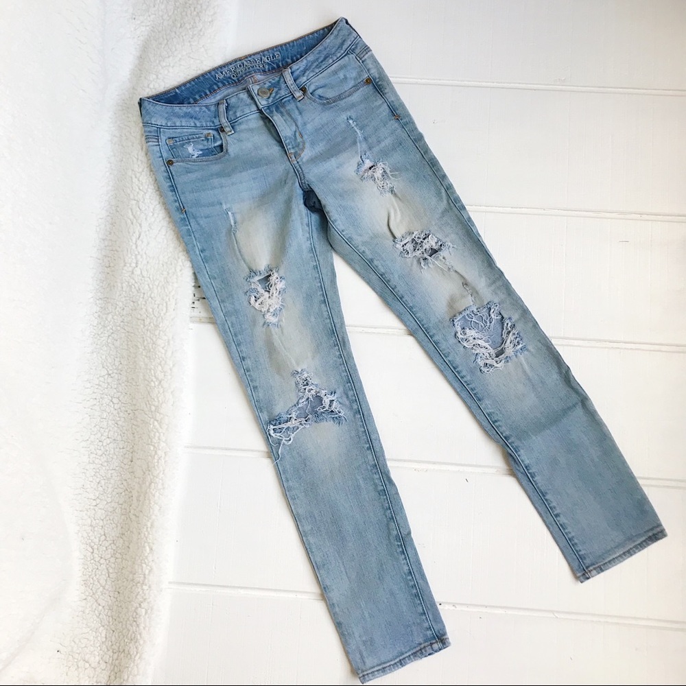 Skinny Light Wash Ripped Jeans